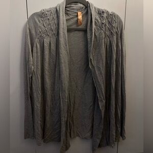 Prevett Women's Gray Long Sleeve Open Cardigan Sweater - Size Large